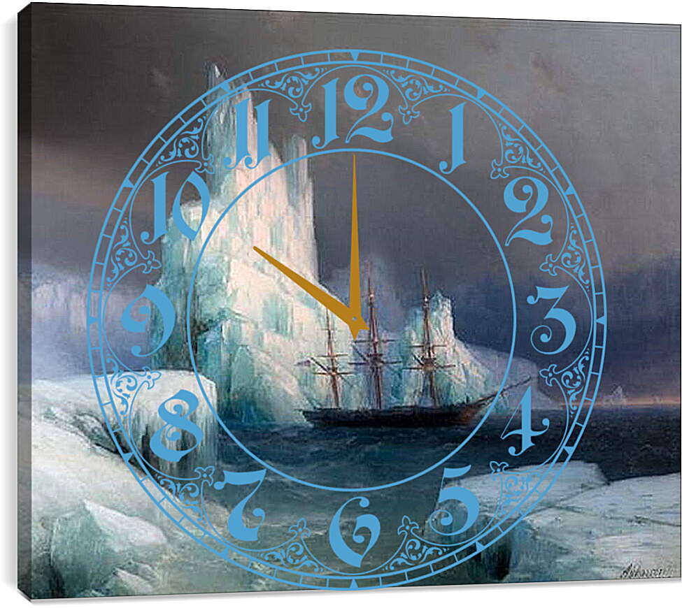 Часы картина - Ледяные горы в Антарктике. Иван Айвазовский
