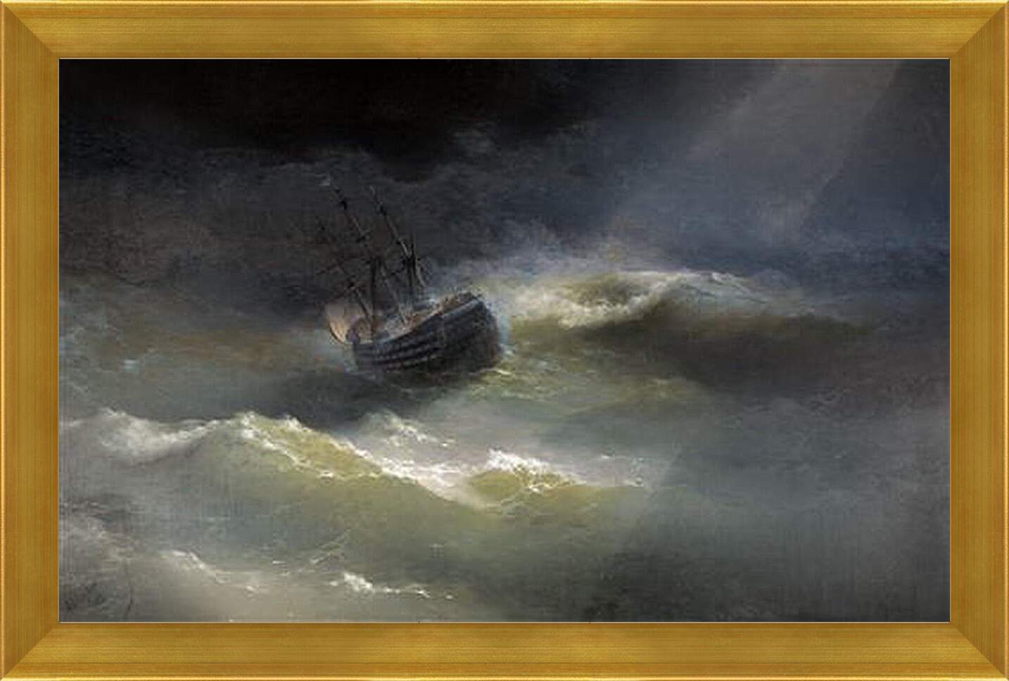 Картина в раме - Корабль Императрица Мария во время шторма 1892. Иван Айвазовский
