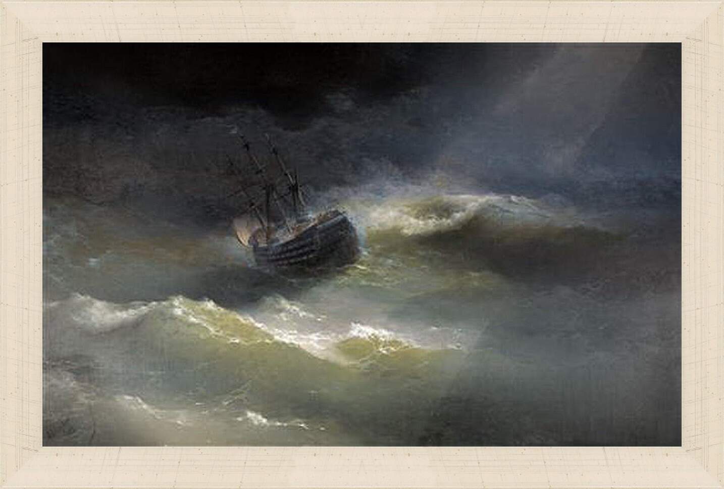 Картина в раме - Корабль Императрица Мария во время шторма 1892. Иван Айвазовский
