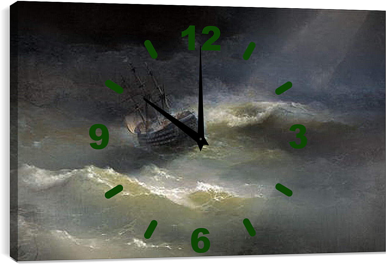 Часы картина - Корабль Императрица Мария во время шторма 1892. Иван Айвазовский
