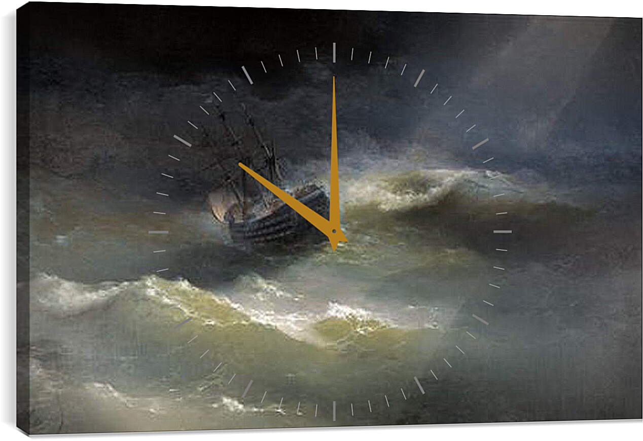 Часы картина - Корабль Императрица Мария во время шторма 1892. Иван Айвазовский
