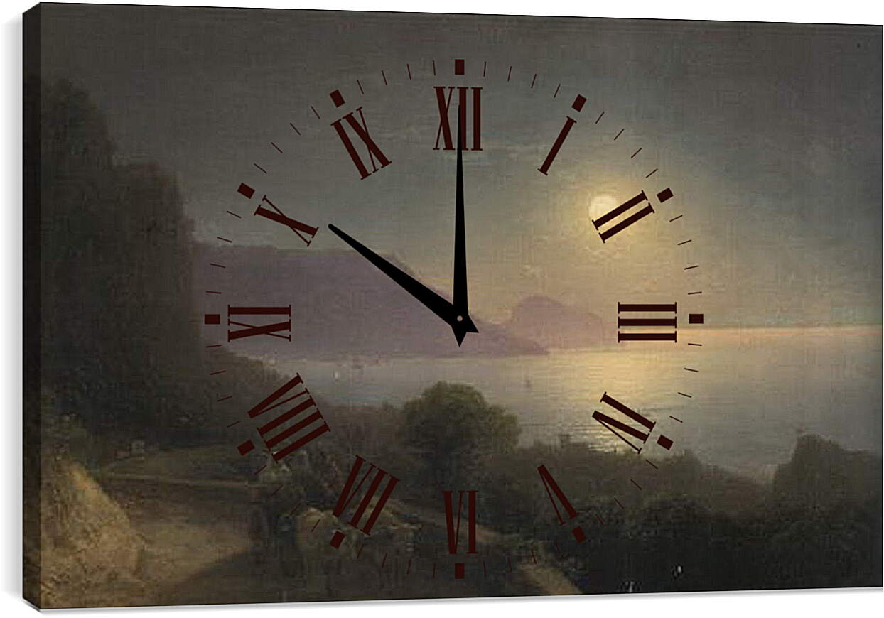 Часы картина - Вид Крыма в лунную ночь. Иван Айвазовский
