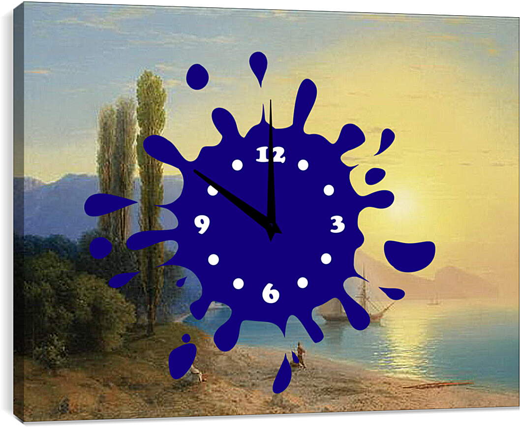 Часы картина - Восход солнца у берегов Ялты. Иван Айвазовский
