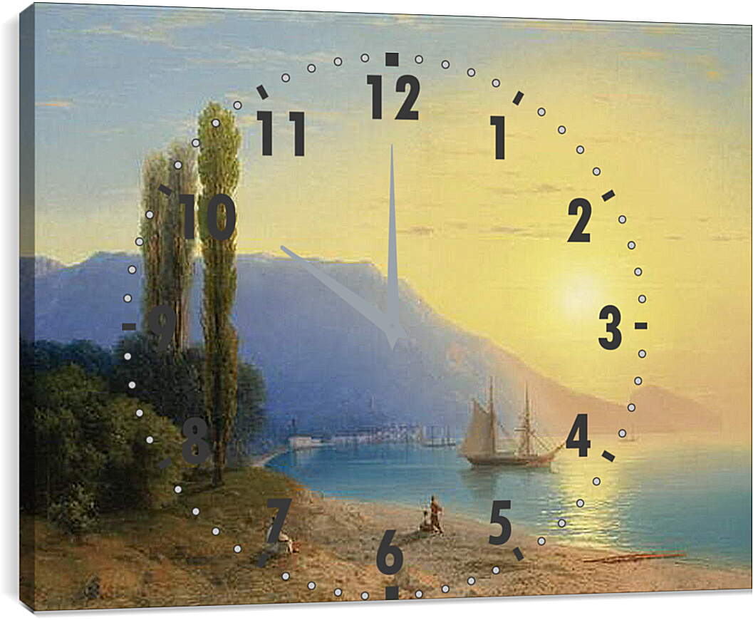 Часы картина - Восход солнца у берегов Ялты. Иван Айвазовский
