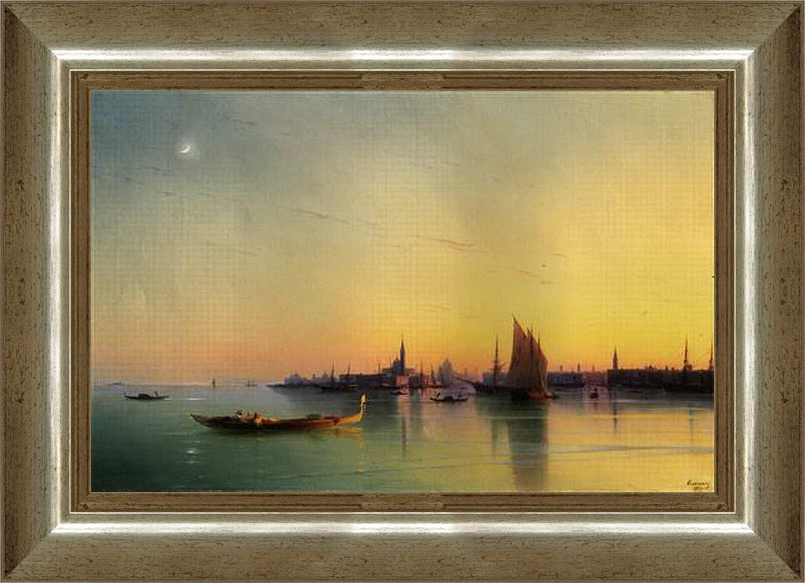 Картина в раме - Закат над Венецианской лагуной. Иван Айвазовский
