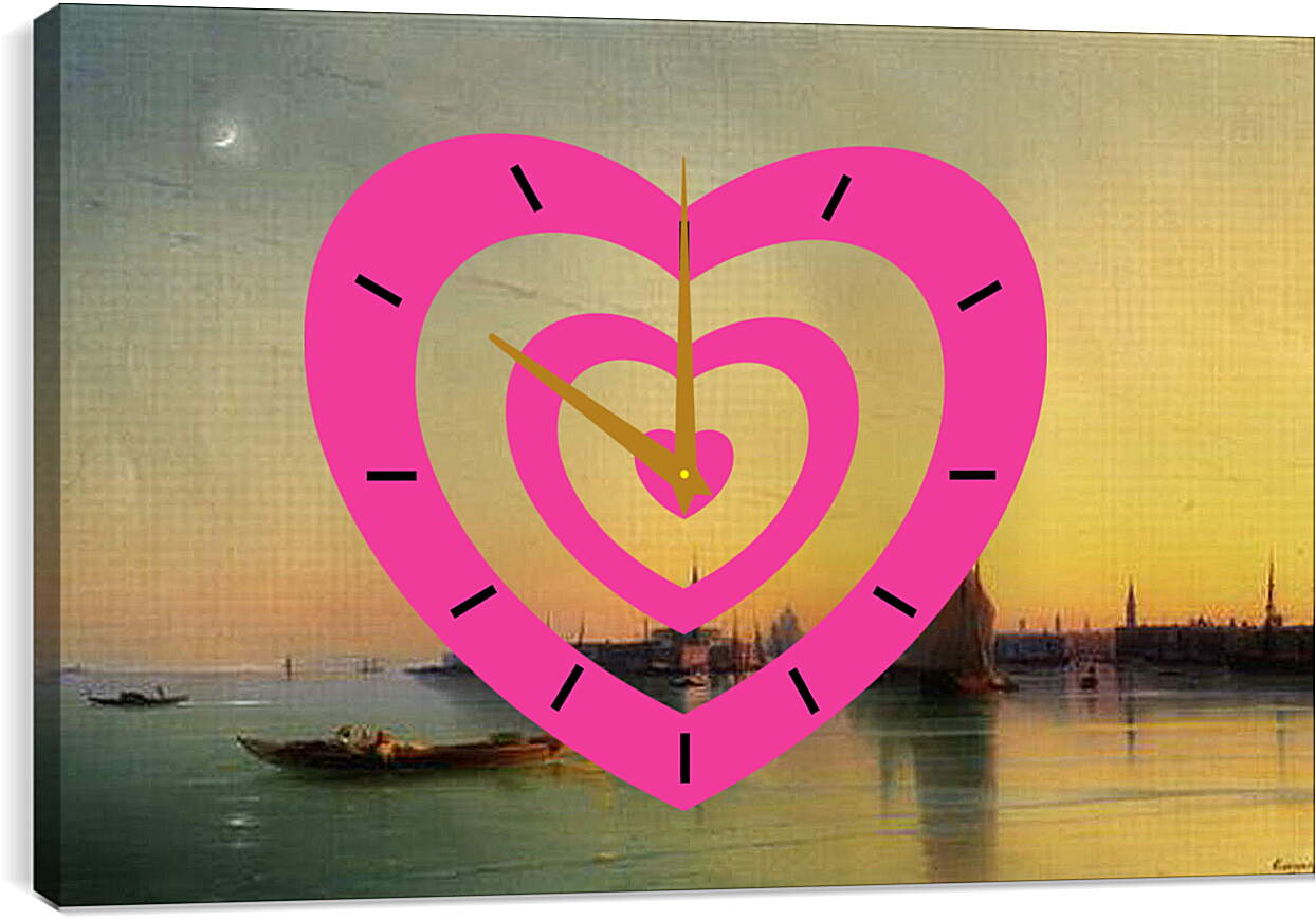 Часы картина - Закат над Венецианской лагуной. Иван Айвазовский
