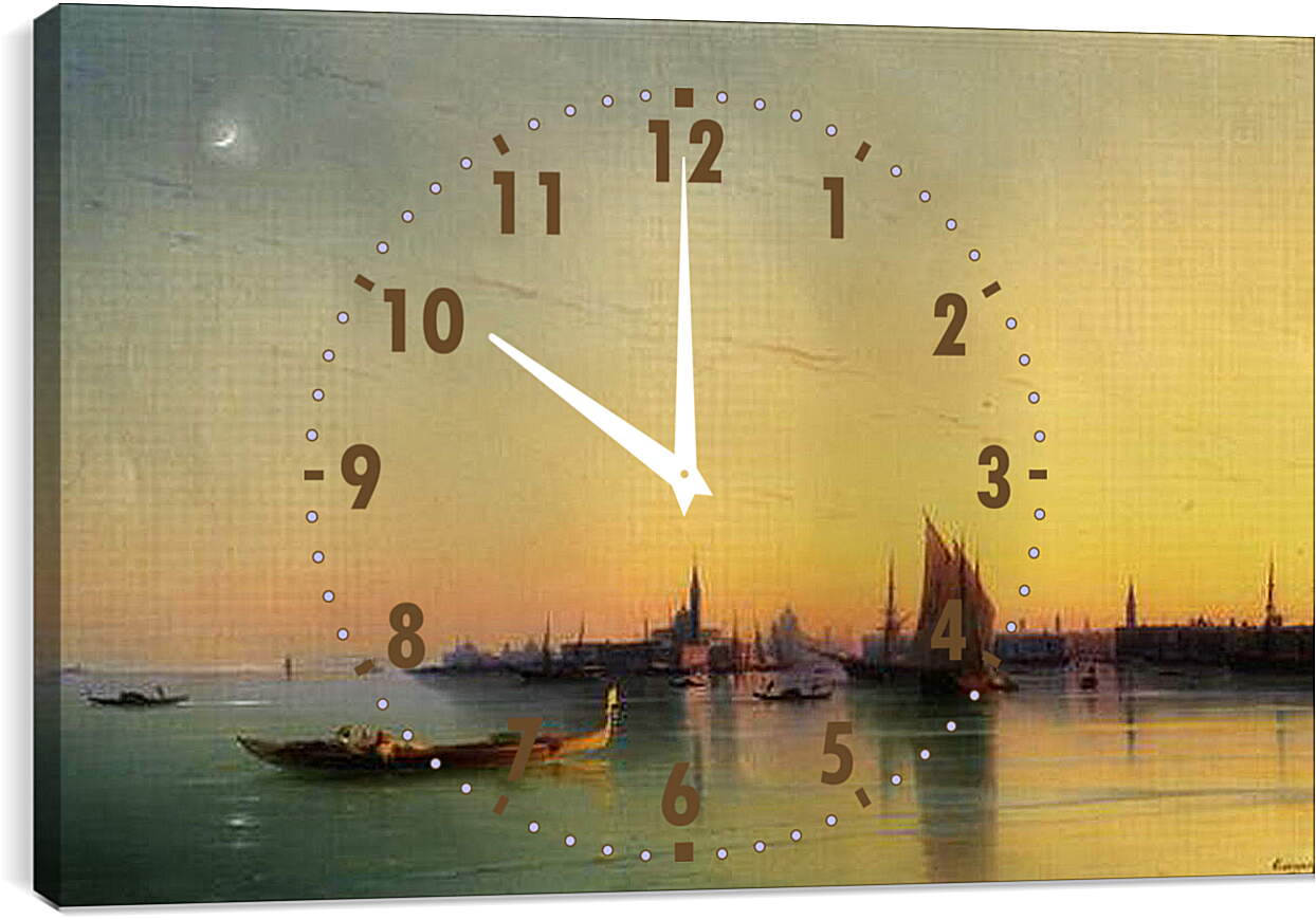 Часы картина - Закат над Венецианской лагуной. Иван Айвазовский
