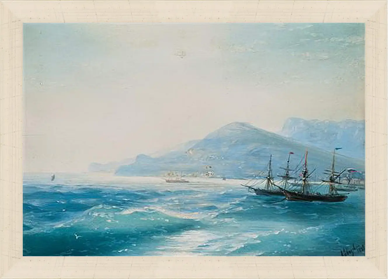 Картина в раме - Корабли недалеко от побережья 1886. Иван Айвазовский
