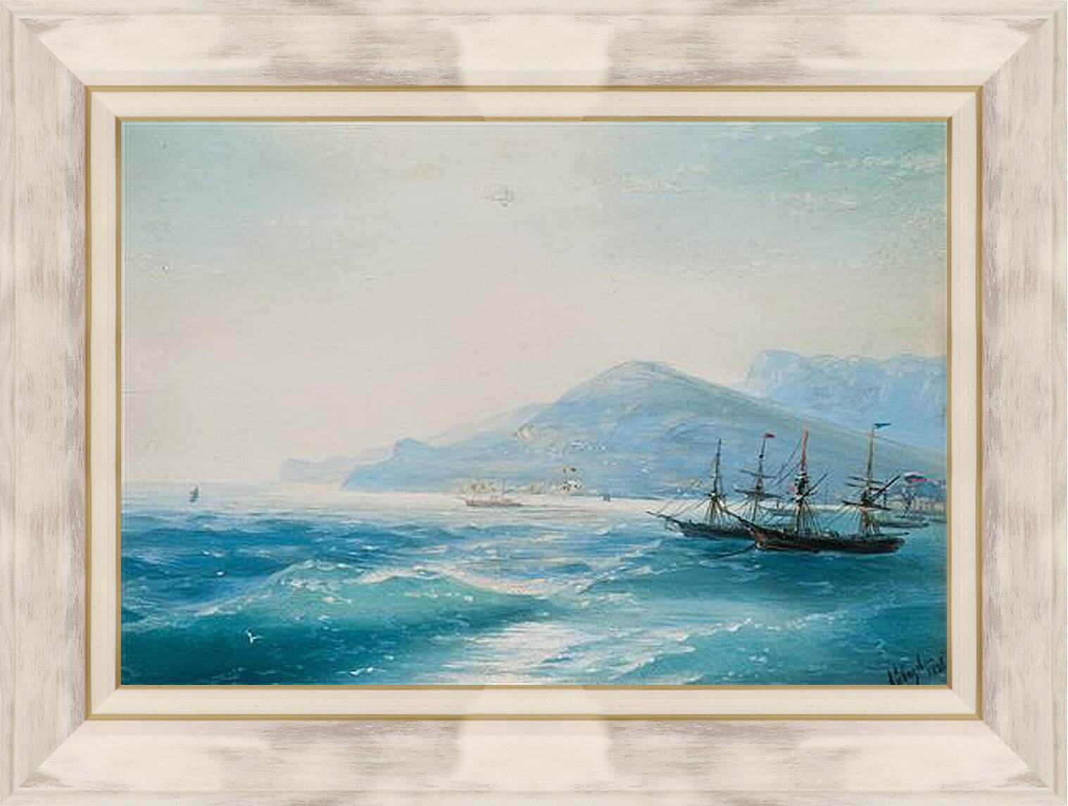 Картина в раме - Корабли недалеко от побережья 1886. Иван Айвазовский
