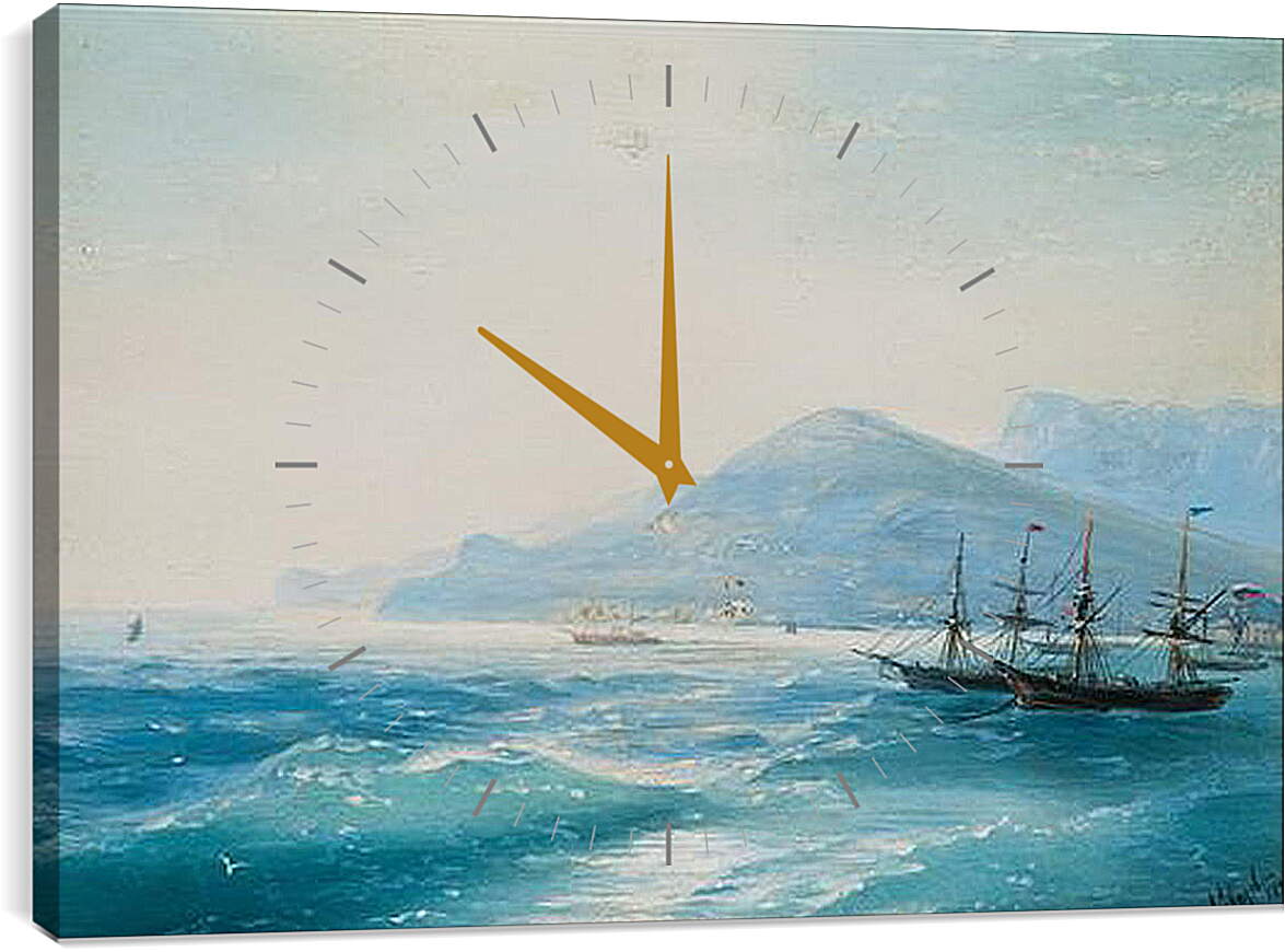 Часы картина - Корабли недалеко от побережья 1886. Иван Айвазовский
