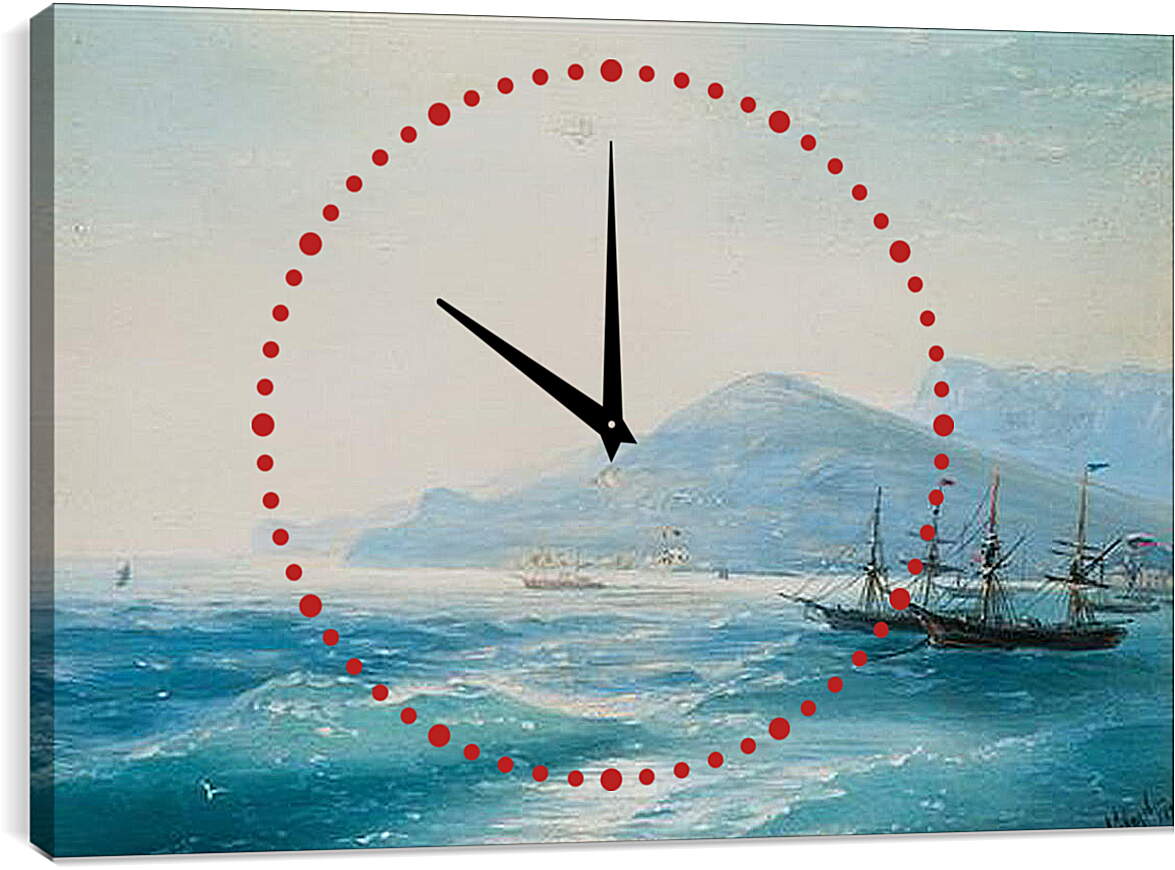 Часы картина - Корабли недалеко от побережья 1886. Иван Айвазовский
