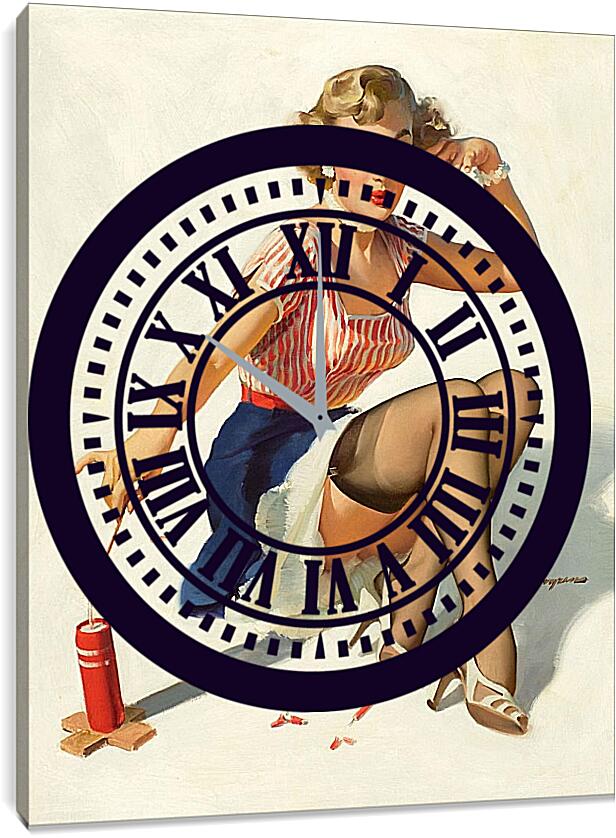 Часы картина - Девушка и пиротехника