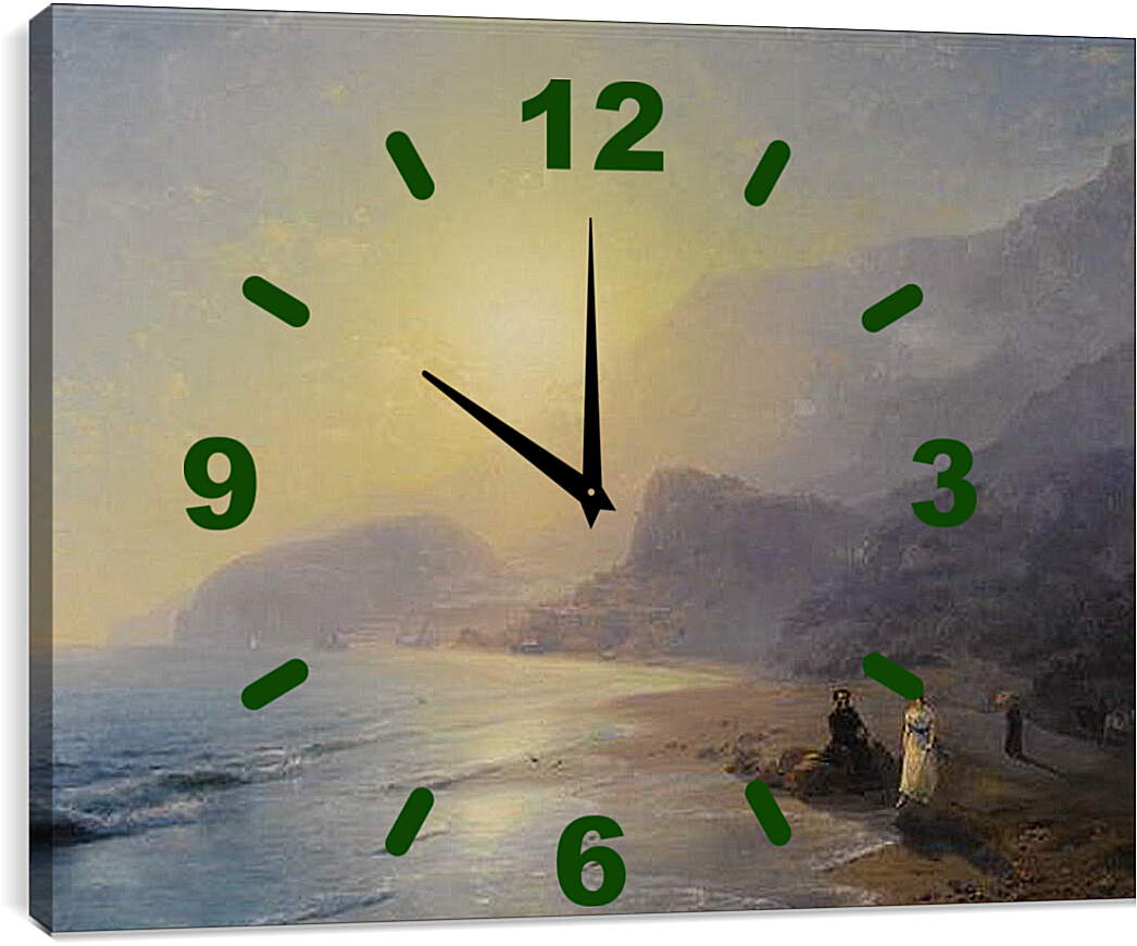 Часы картина - Пушкин и графиня Раевская на берегу моря возле Гурзуфа и Партенита 1886г. Иван Айвазовский
