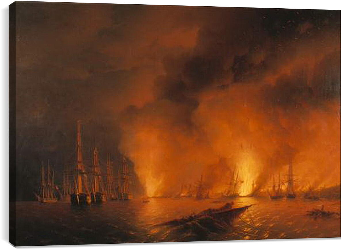 Постер и плакат - Синопский бой 18 ноября 1853г. Ночь после боя. Иван Айвазовский
