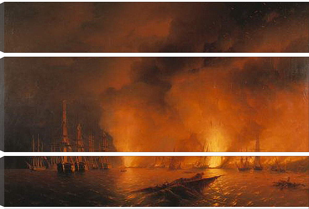 Модульная картина - Синопский бой 18 ноября 1853г. Ночь после боя. Иван Айвазовский
