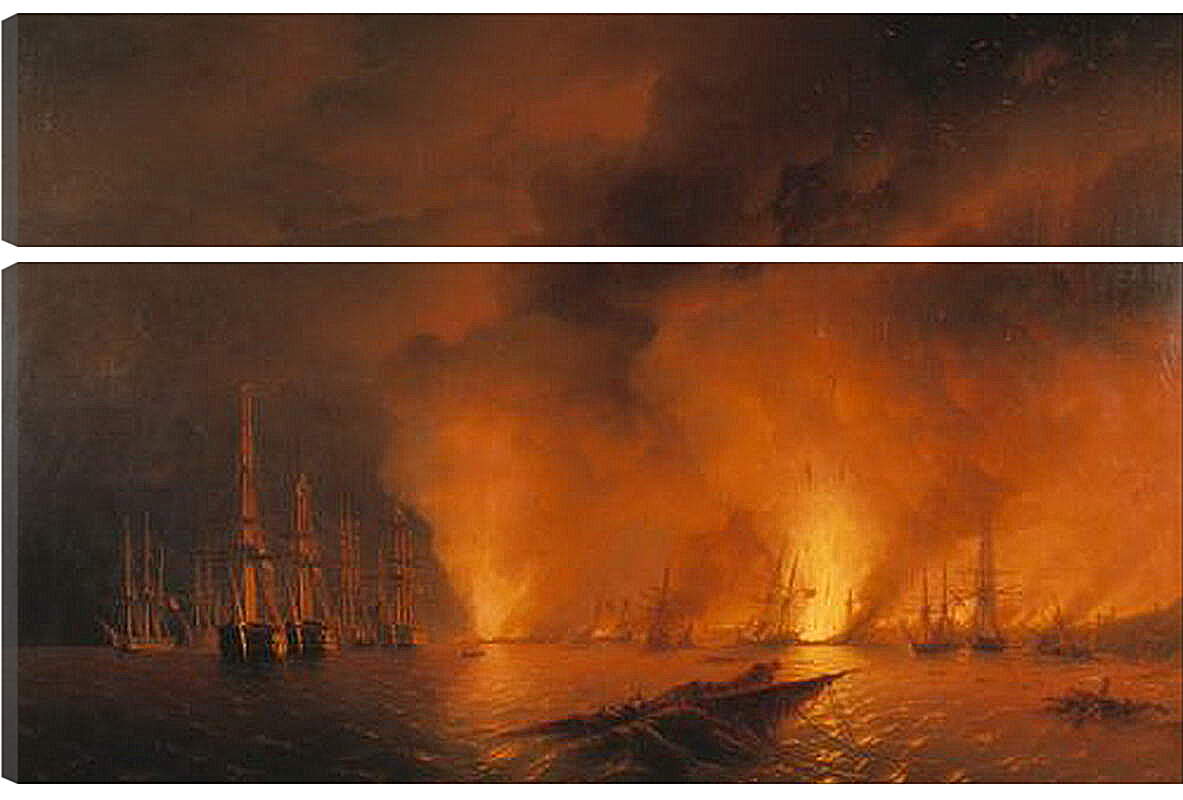 Модульная картина - Синопский бой 18 ноября 1853г. Ночь после боя. Иван Айвазовский
