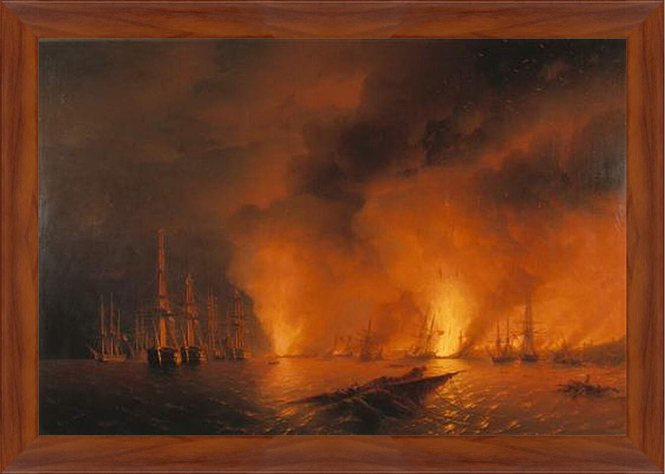 Картина в раме - Синопский бой 18 ноября 1853г. Ночь после боя. Иван Айвазовский

