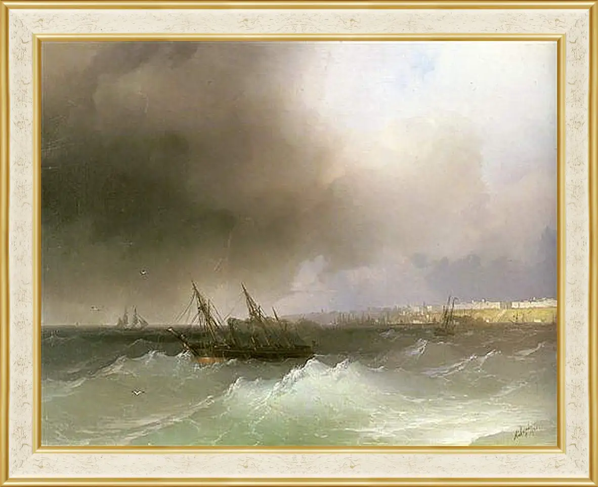 Картина в раме - Вид Одессы с моря. Иван Айвазовский