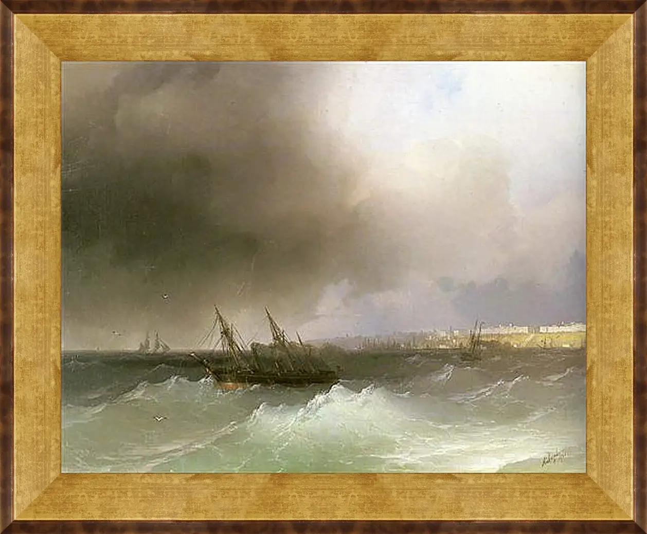 Картина в раме - Вид Одессы с моря. Иван Айвазовский