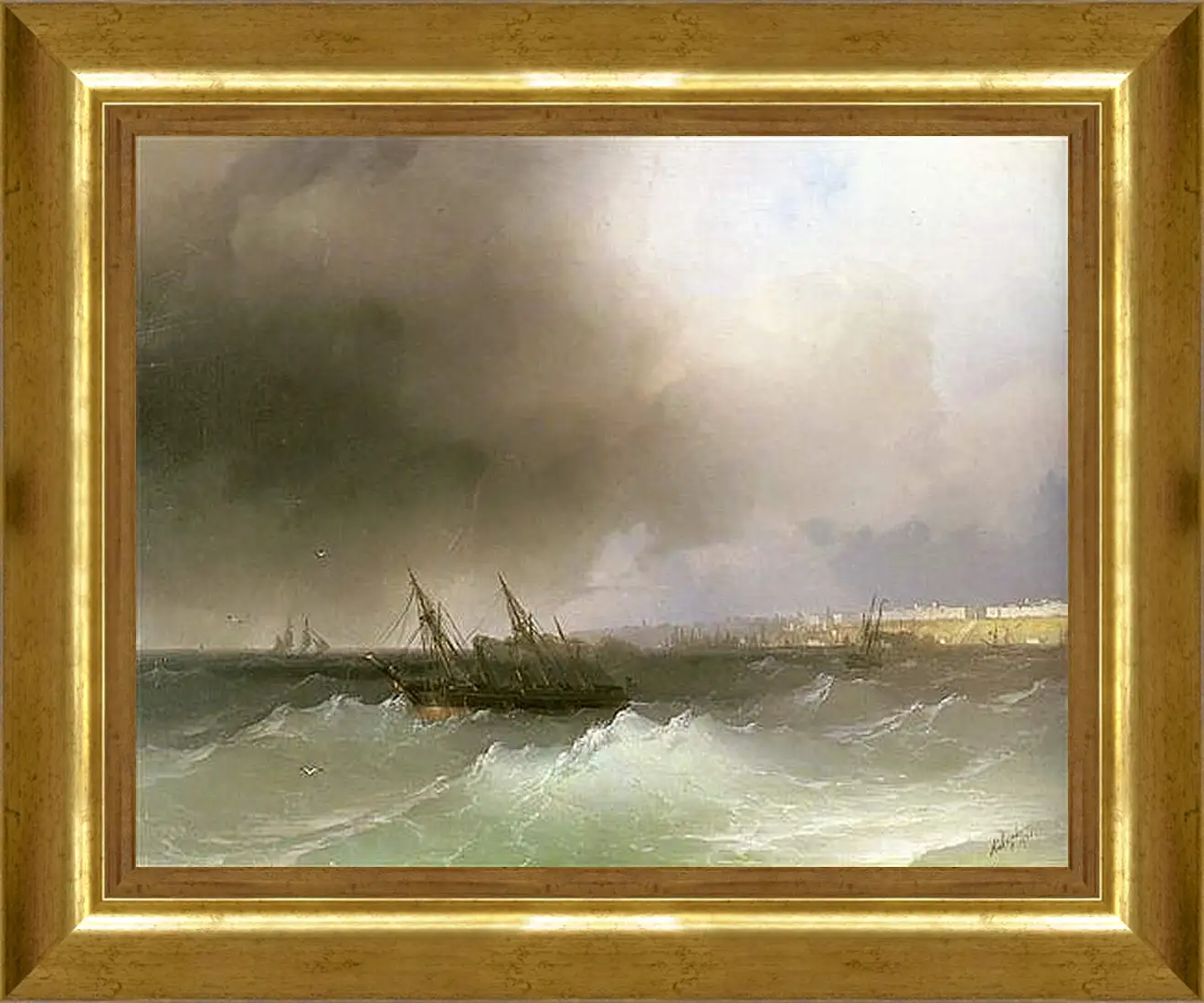 Картина в раме - Вид Одессы с моря. Иван Айвазовский