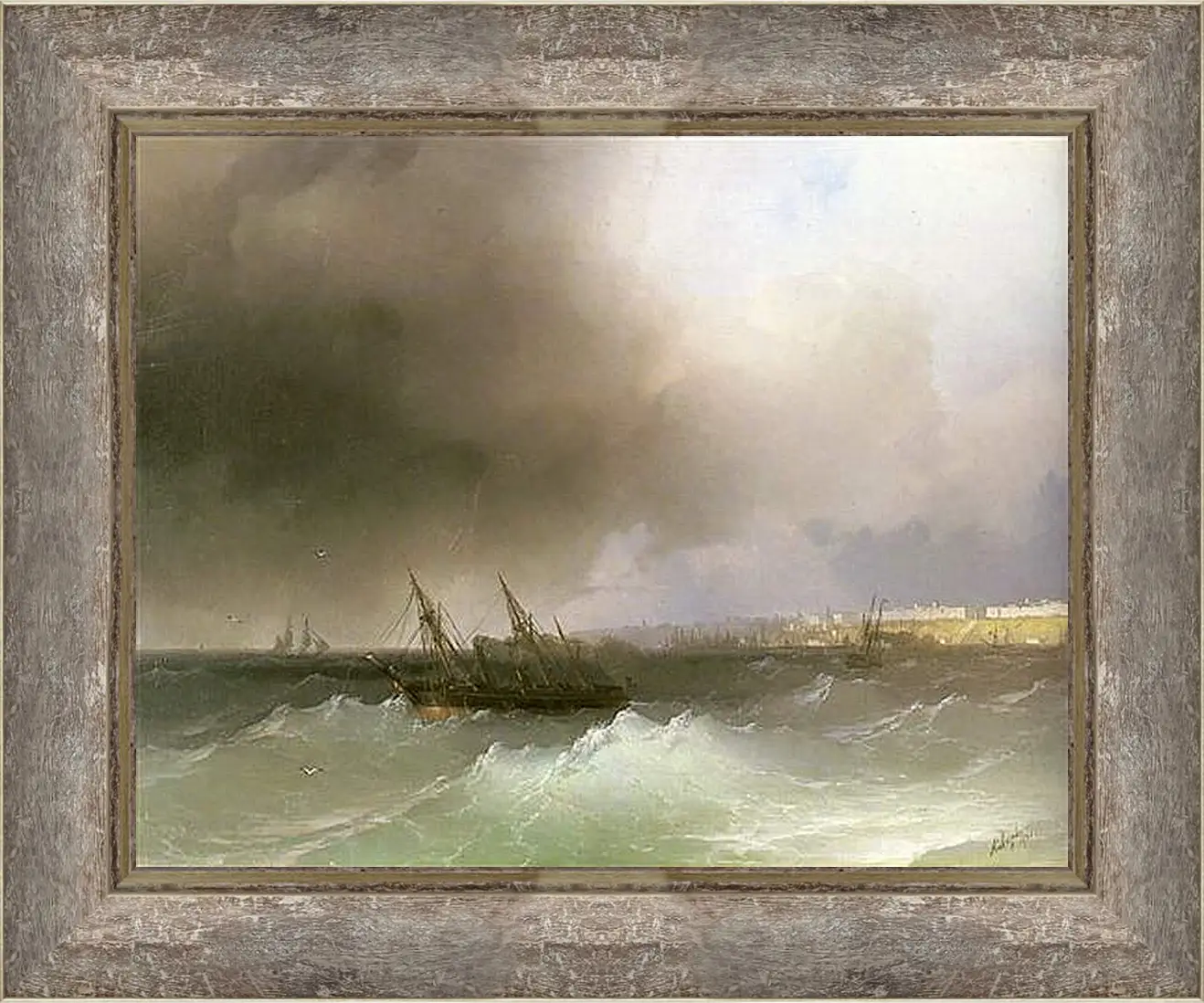 Картина в раме - Вид Одессы с моря. Иван Айвазовский