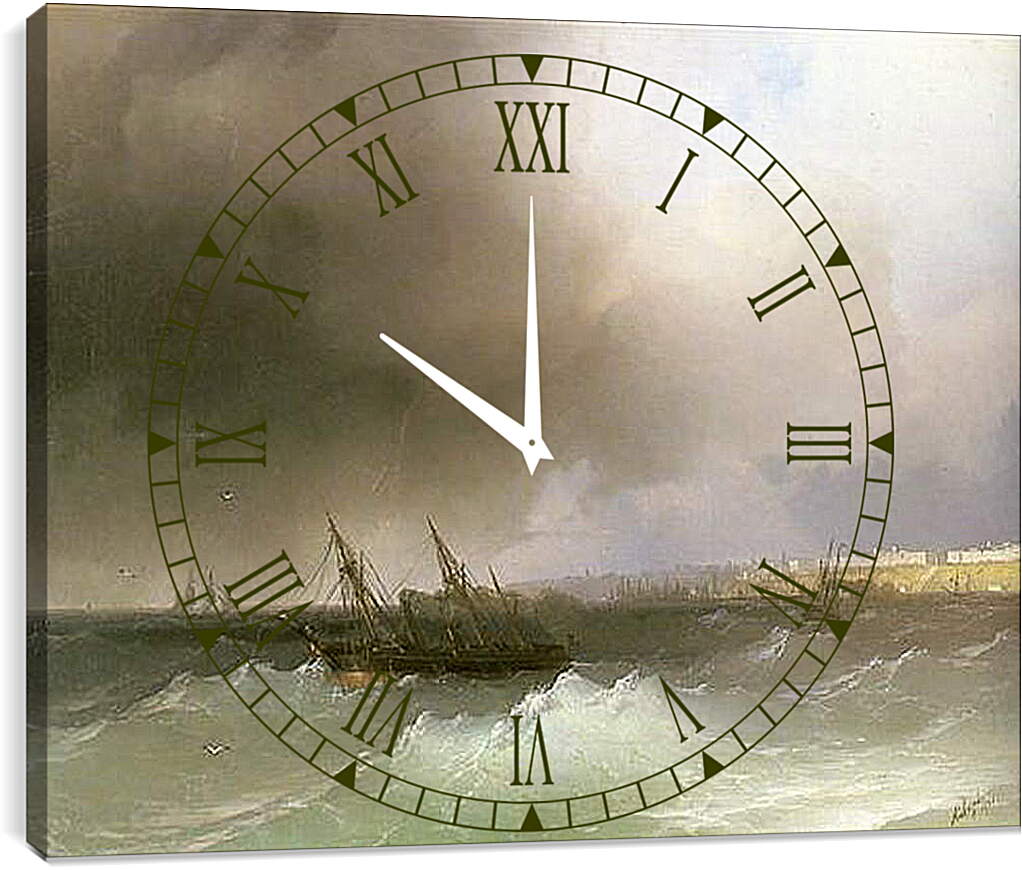 Часы картина - Вид Одессы с моря. Иван Айвазовский
