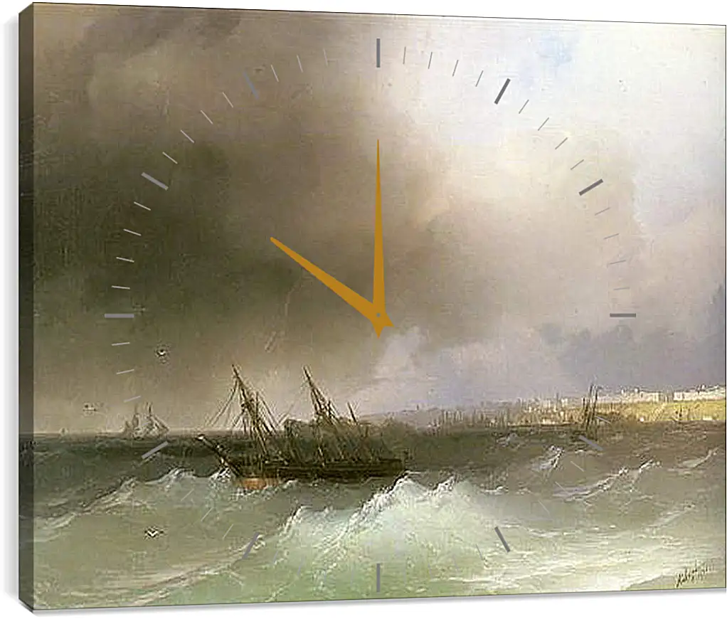 Часы картина - Вид Одессы с моря. Иван Айвазовский