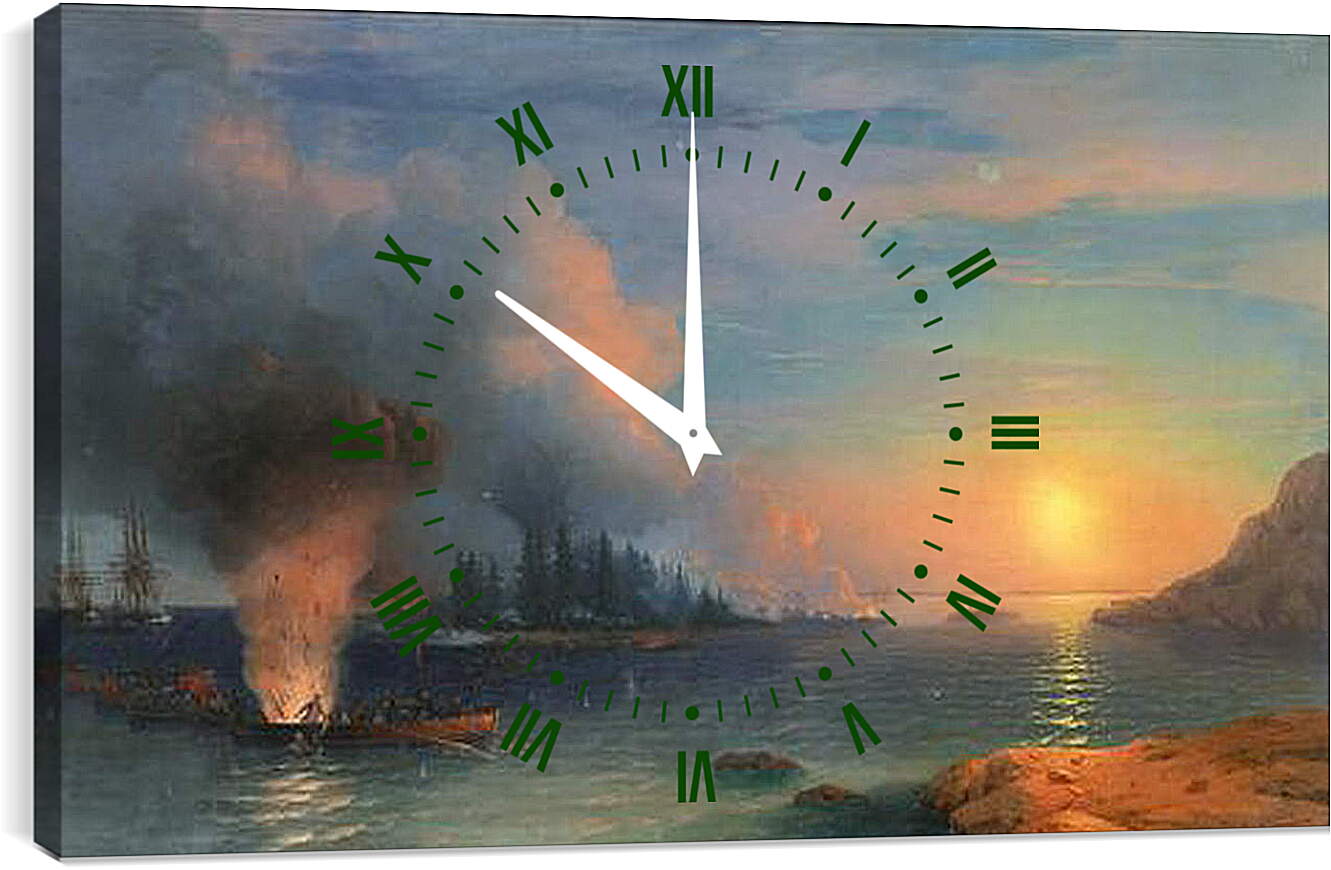 Часы картина - Битва в северных странах. Иван Айвазовский
