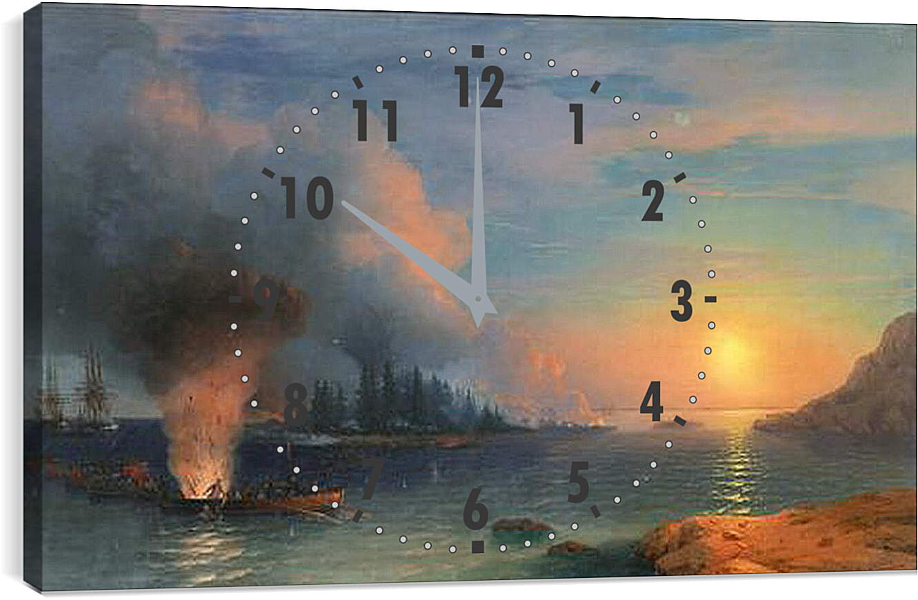 Часы картина - Битва в северных странах. Иван Айвазовский
