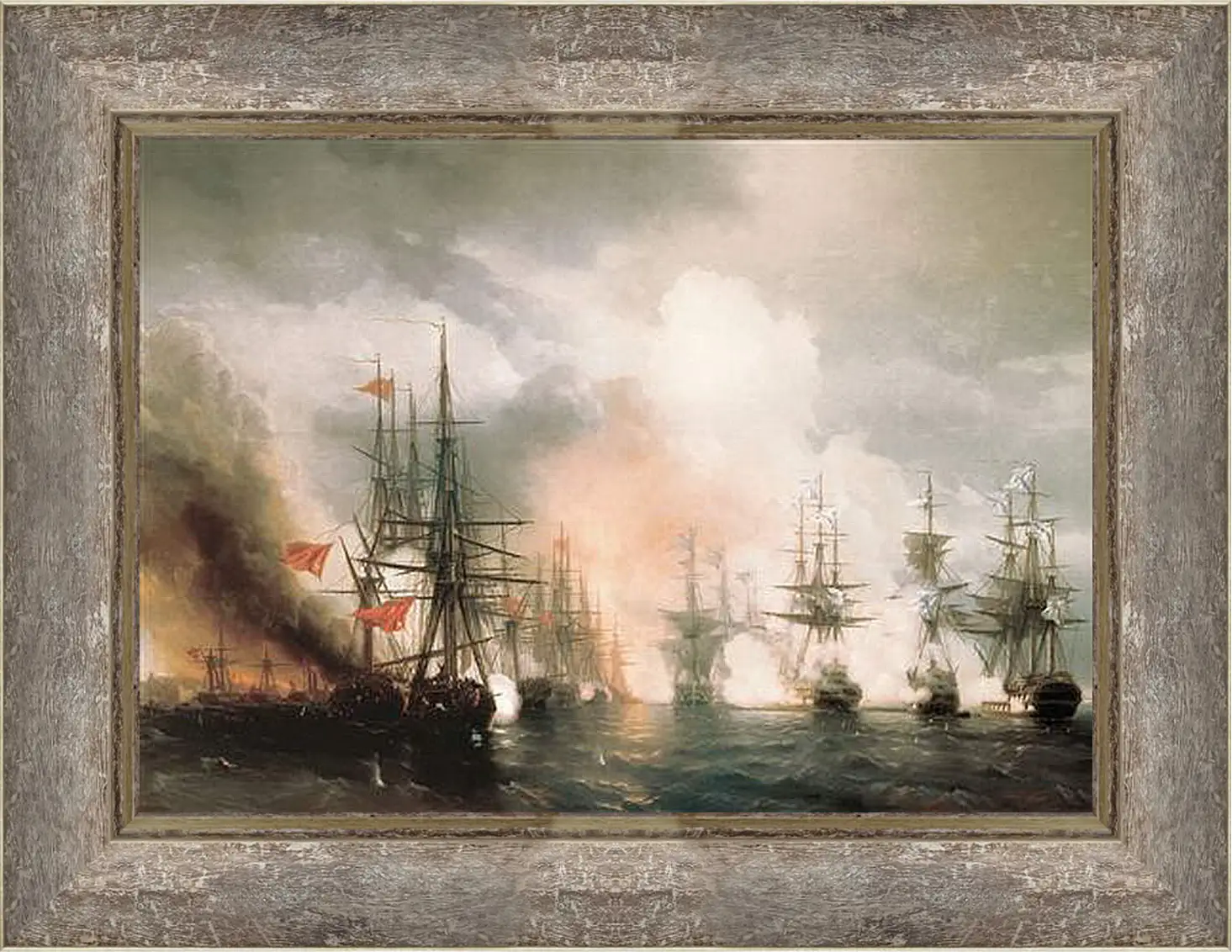 Картина в раме - Синопский бой (дневной вариант). Иван Айвазовский