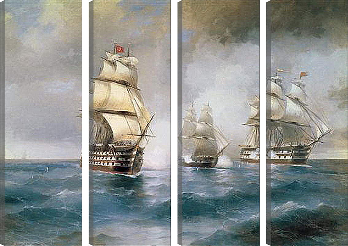 Модульная картина - Бриг Меркурий, атакованный двумя турецкими кораблями. Иван Айвазовский
