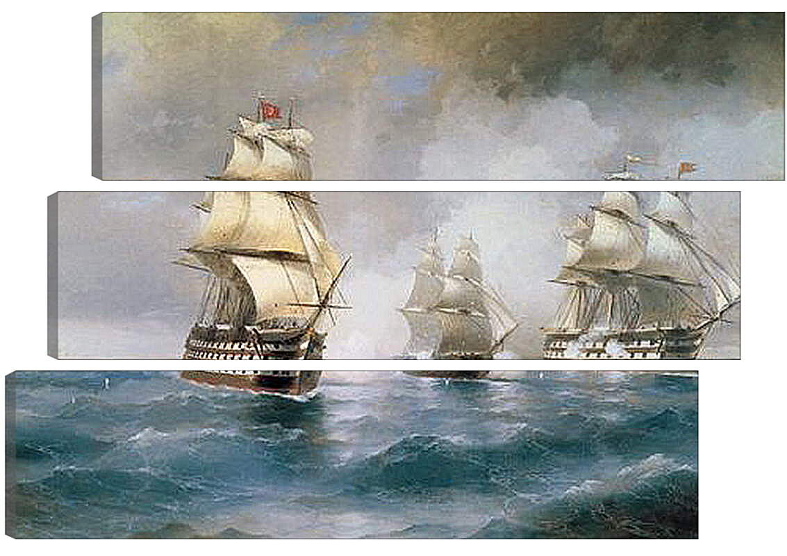 Модульная картина - Бриг Меркурий, атакованный двумя турецкими кораблями. Иван Айвазовский
