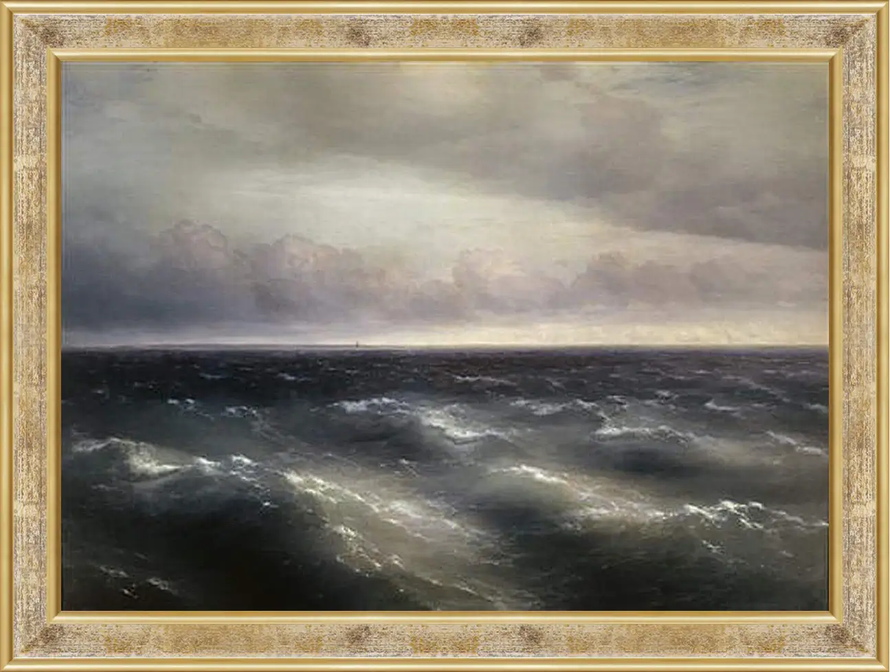 Картина в раме - Черное море (На Черном море начинает разыгрываться буря). Иван Айвазовский