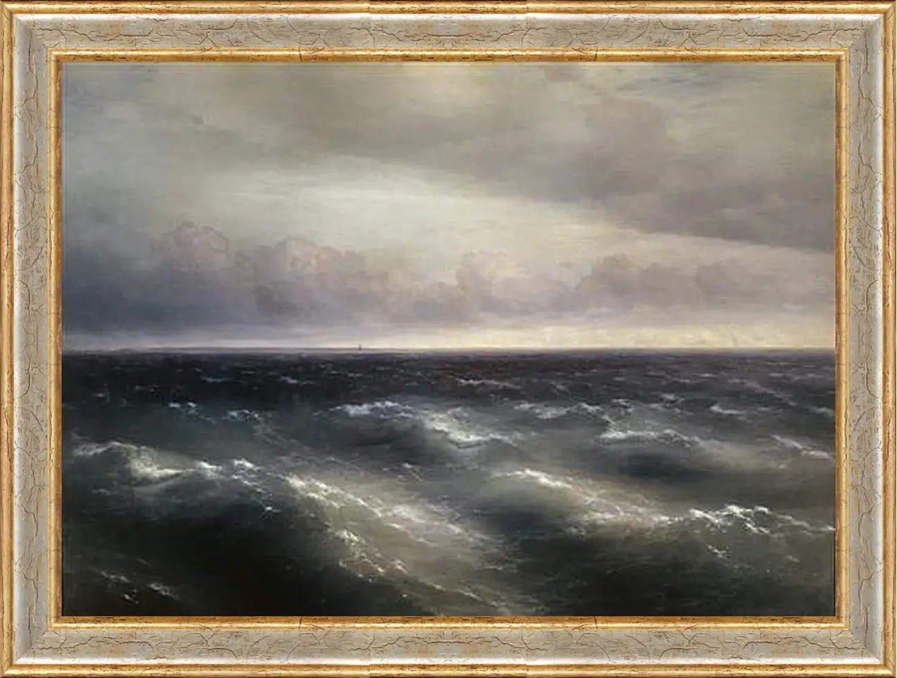 Картина в раме - Черное море (На Черном море начинает разыгрываться буря). Иван Айвазовский