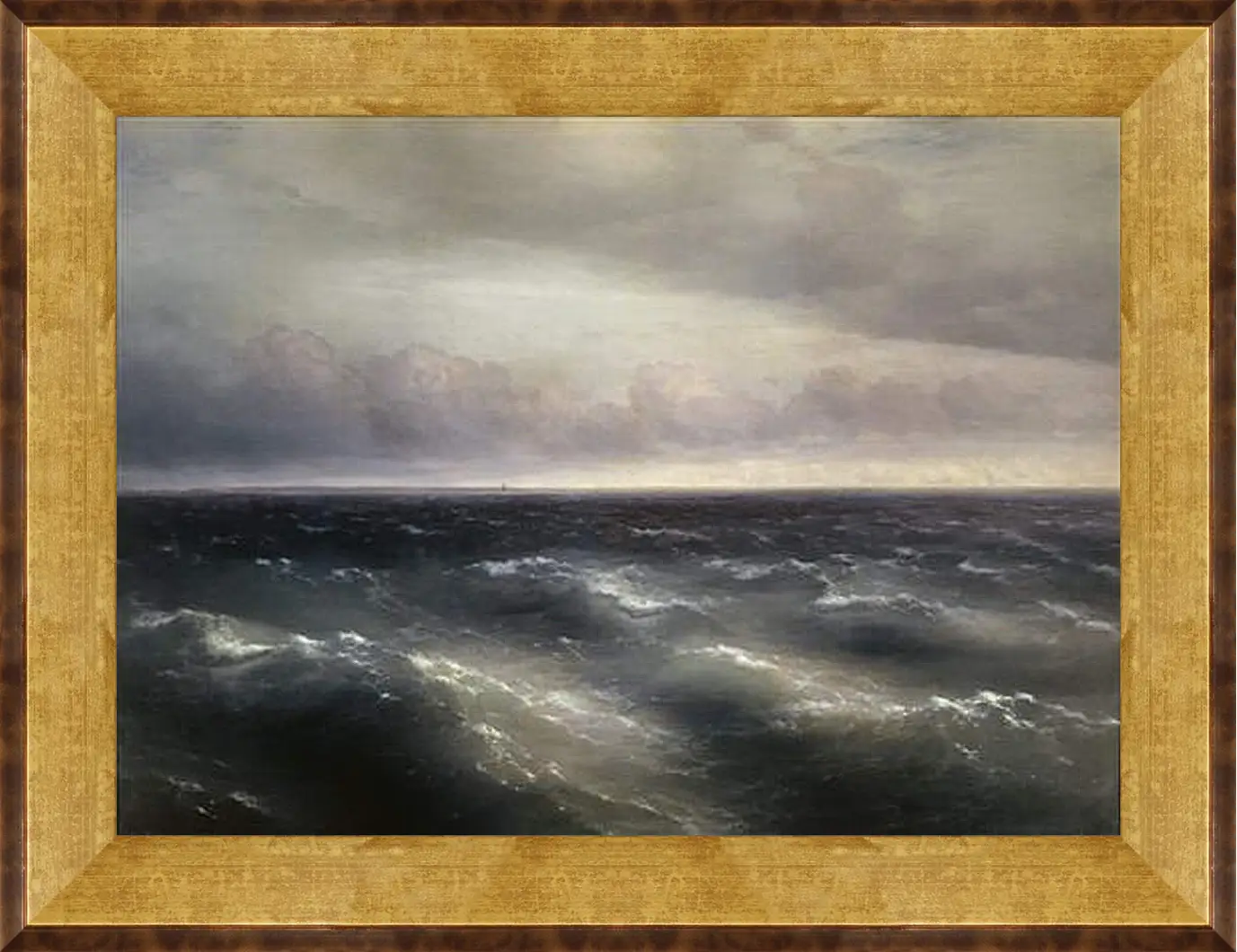 Картина в раме - Черное море (На Черном море начинает разыгрываться буря). Иван Айвазовский
