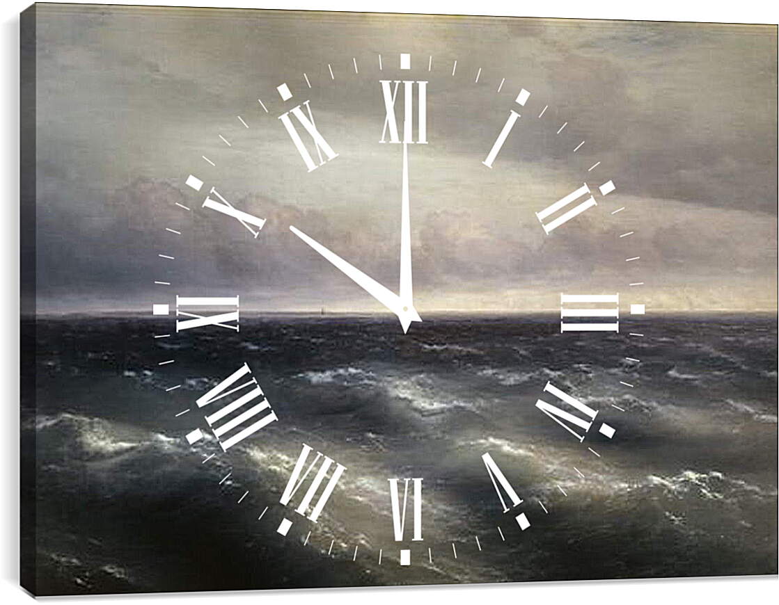 Часы картина - Черное море (На Черном море начинает разыгрываться буря). Иван Айвазовский
