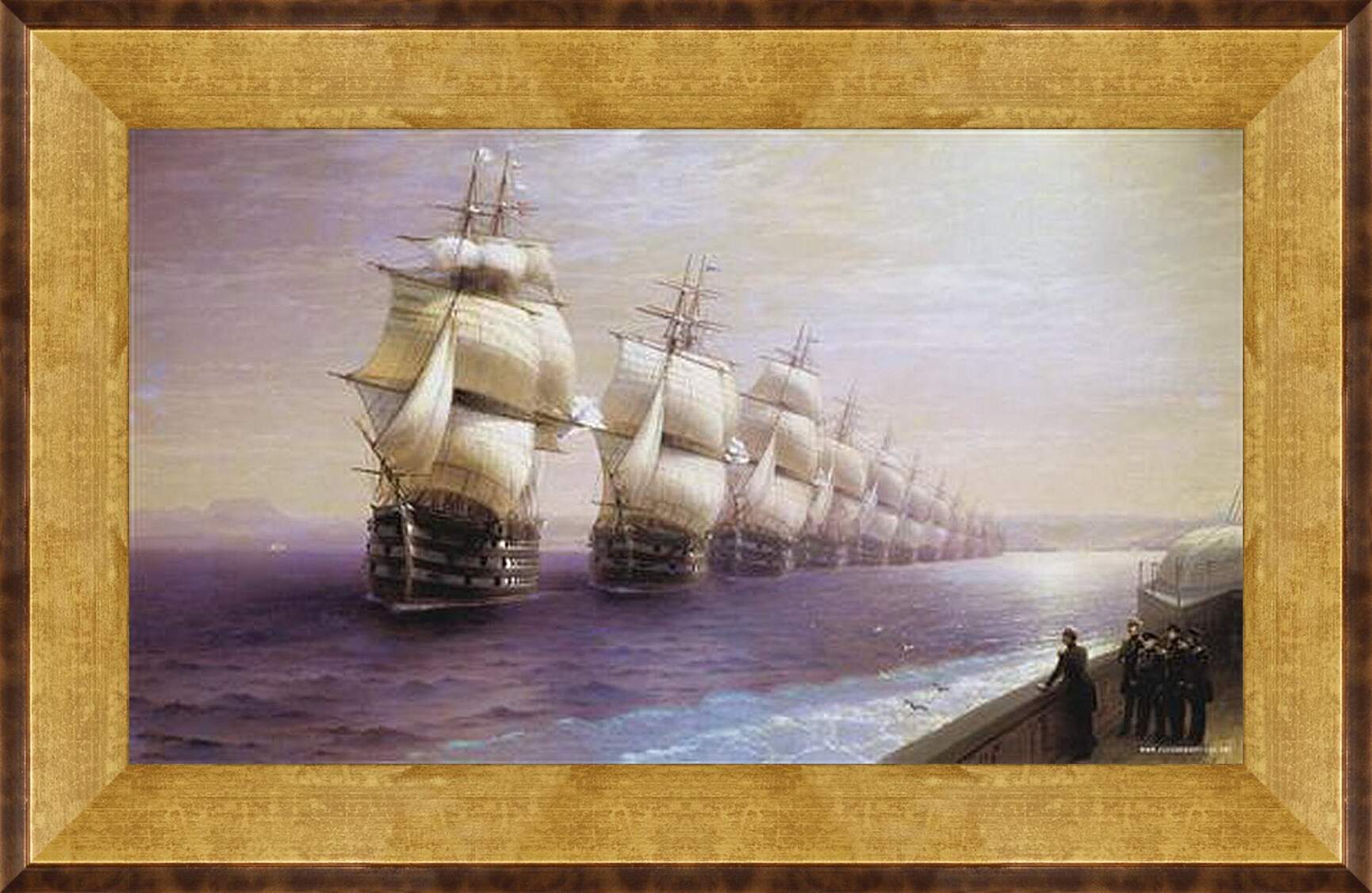 Картина в раме - Парад Черноморского флота в 1849 г. Иван Айвазовский