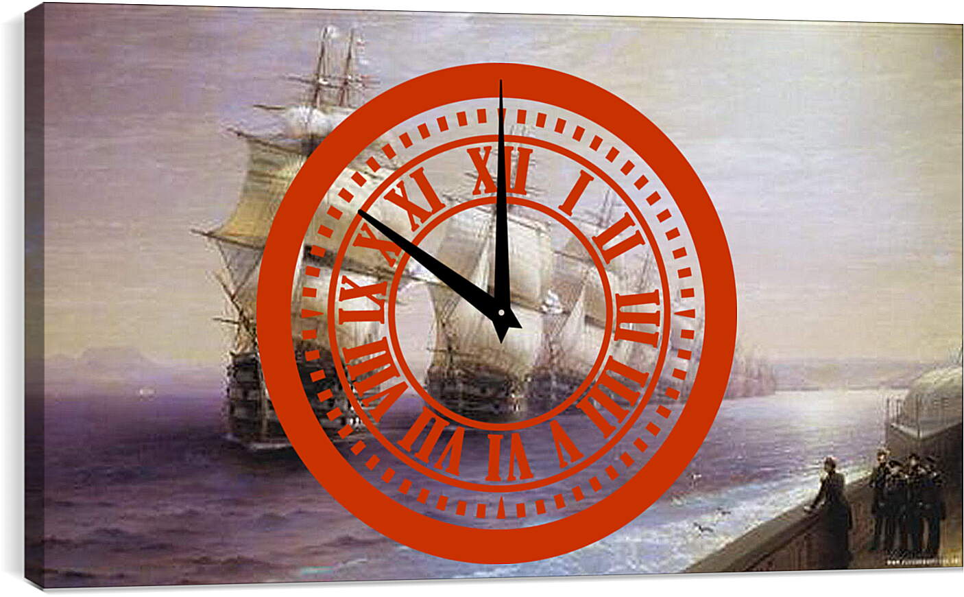 Часы картина - Парад Черноморского флота в 1849 г. Иван Айвазовский