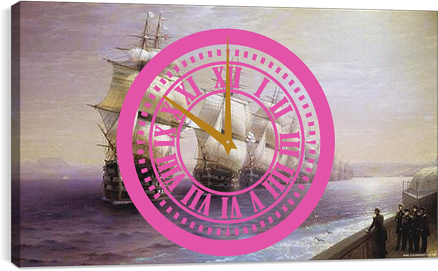 Часы картина - Парад Черноморского флота в 1849 г. Иван Айвазовский