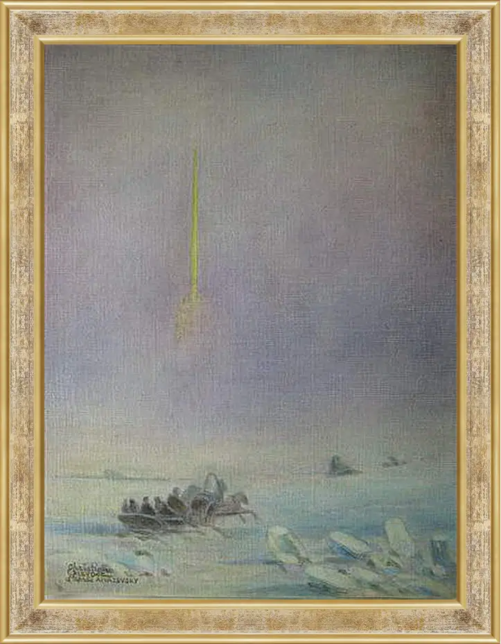 Картина в раме - St-Petersbourg, sur la glace de la Neva. Иван Айвазовский