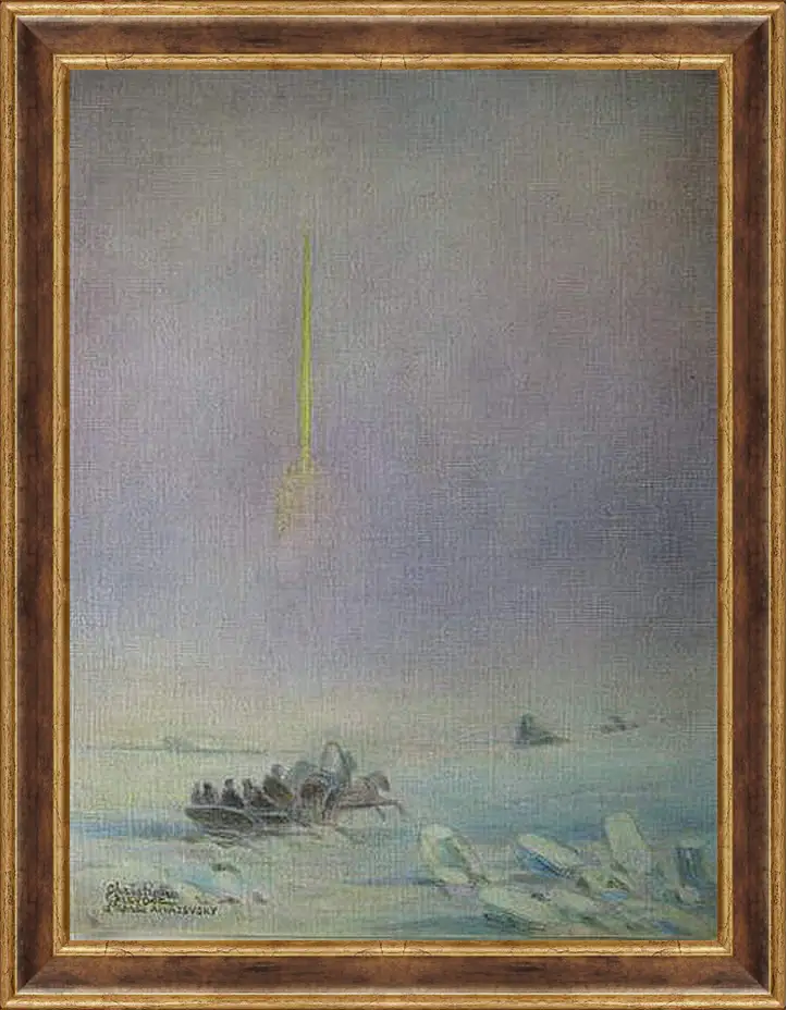 Картина в раме - St-Petersbourg, sur la glace de la Neva. Иван Айвазовский