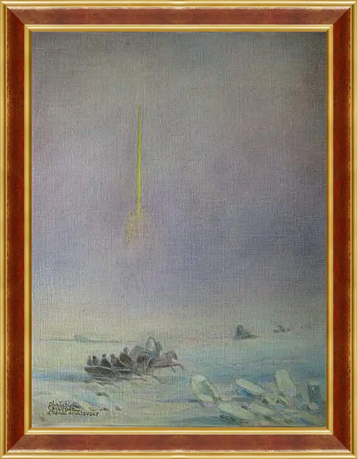 Картина в раме - St-Petersbourg, sur la glace de la Neva. Иван Айвазовский