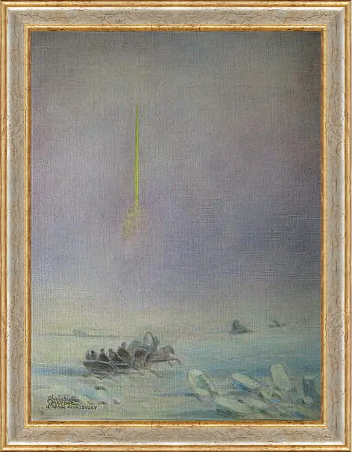 Картина в раме - St-Petersbourg, sur la glace de la Neva. Иван Айвазовский