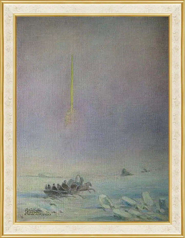 Картина в раме - St-Petersbourg, sur la glace de la Neva. Иван Айвазовский
