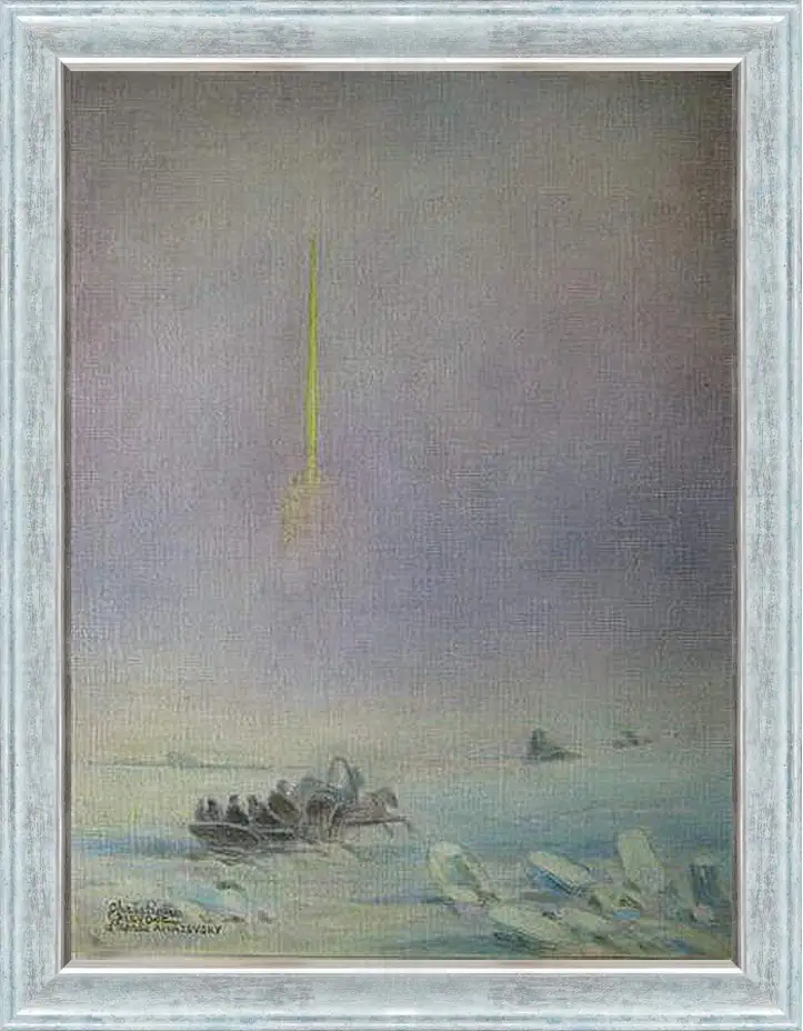 Картина в раме - St-Petersbourg, sur la glace de la Neva. Иван Айвазовский