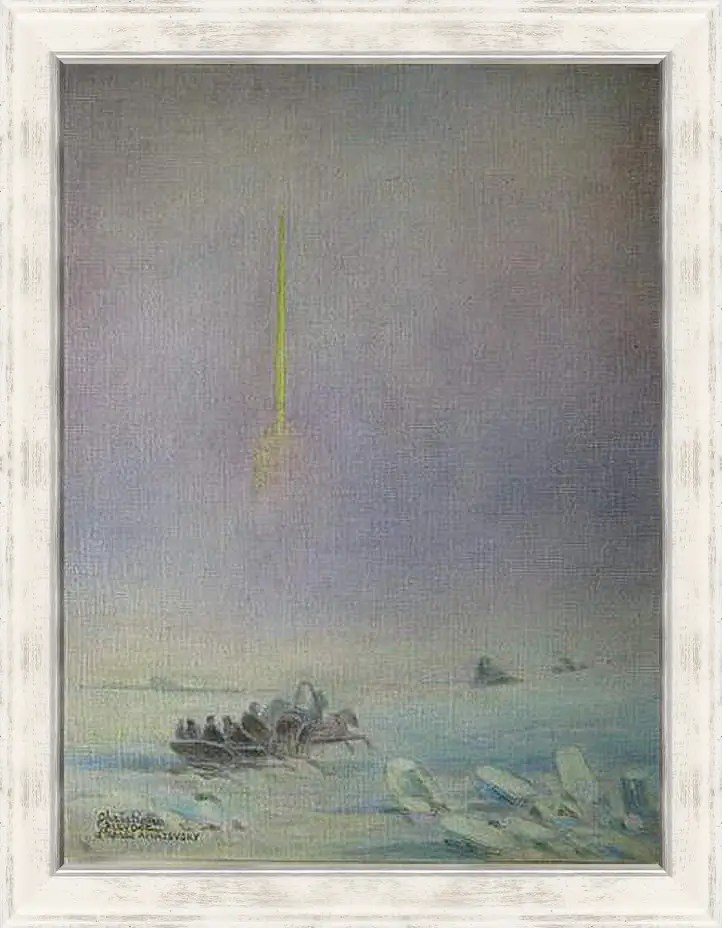 Картина в раме - St-Petersbourg, sur la glace de la Neva. Иван Айвазовский