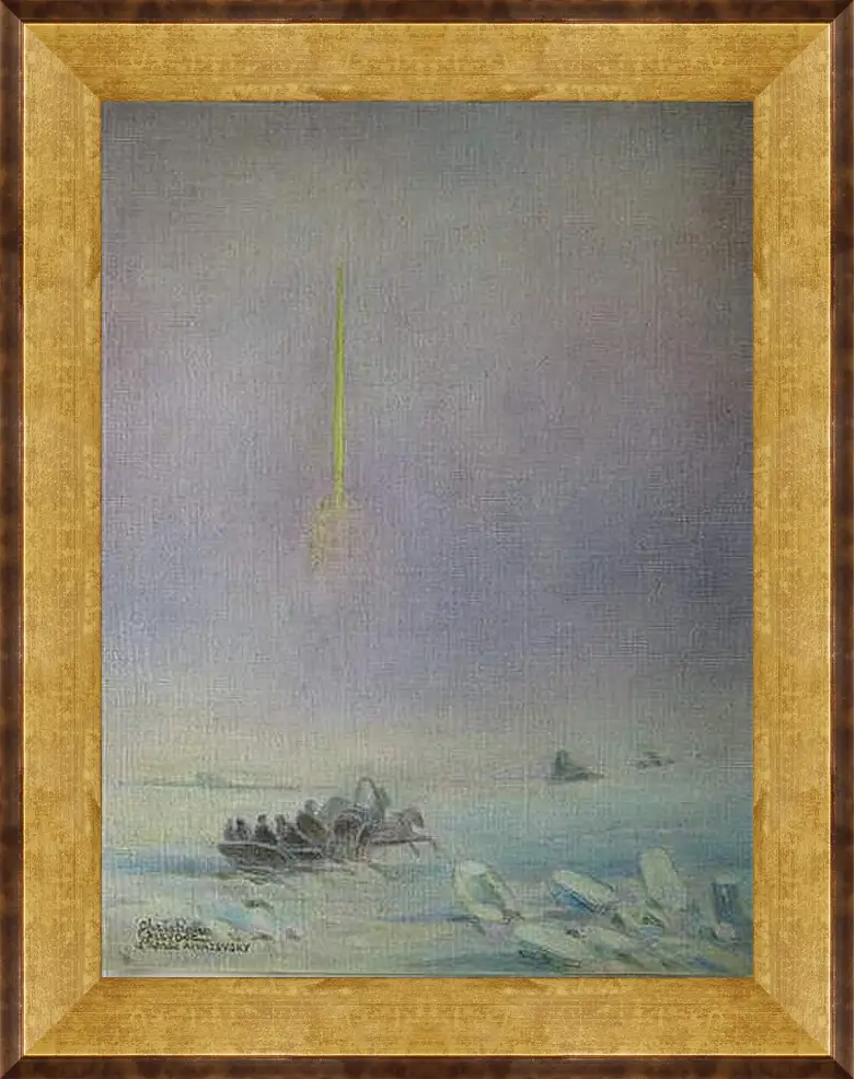 Картина в раме - St-Petersbourg, sur la glace de la Neva. Иван Айвазовский