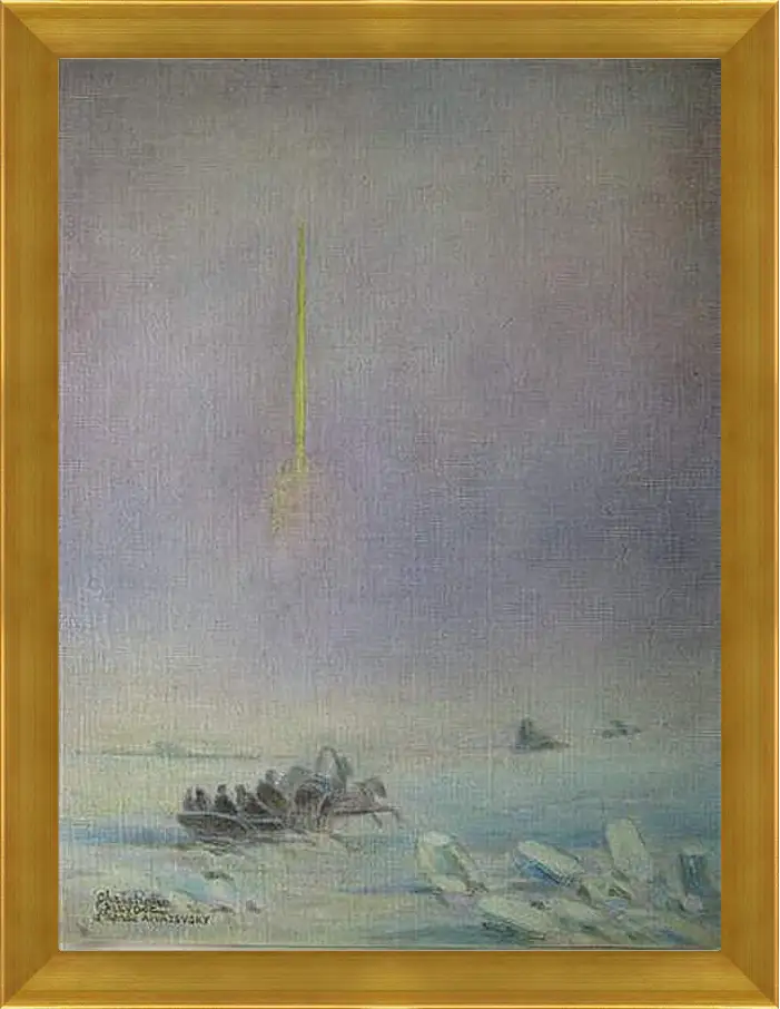Картина в раме - St-Petersbourg, sur la glace de la Neva. Иван Айвазовский