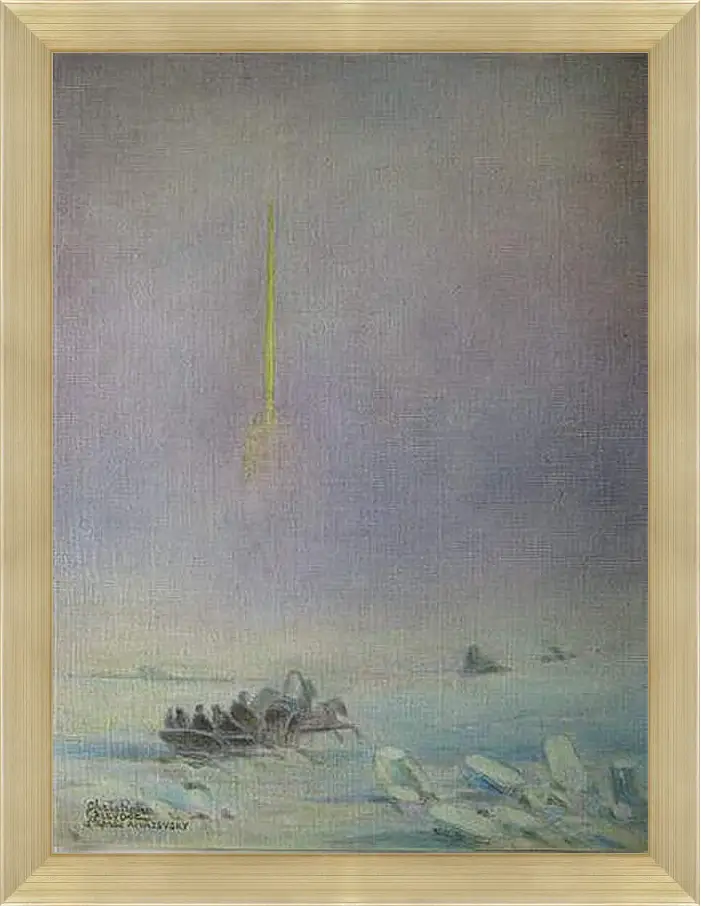 Картина в раме - St-Petersbourg, sur la glace de la Neva. Иван Айвазовский
