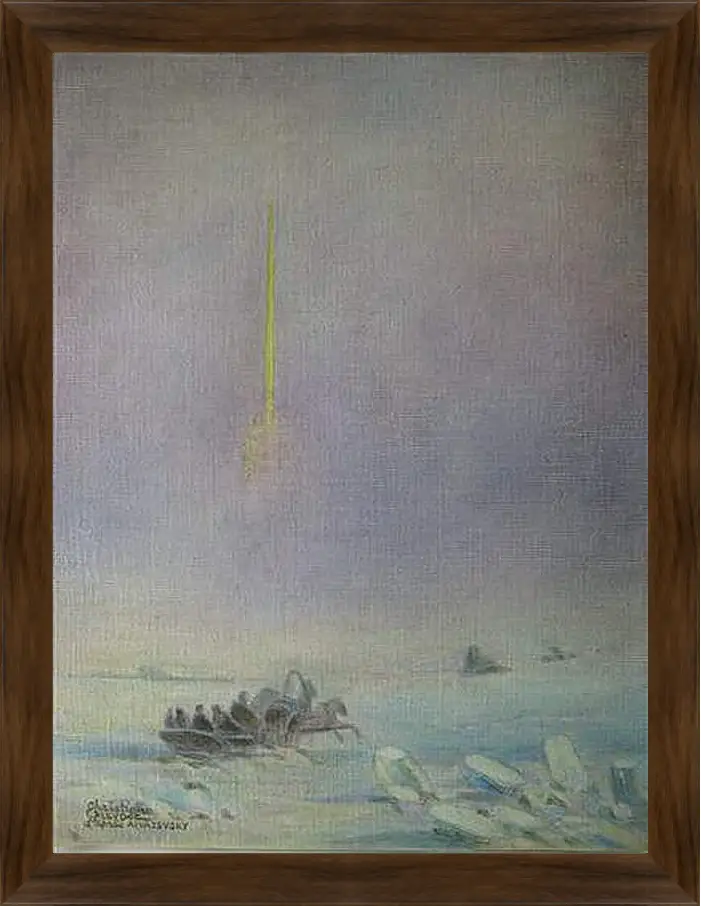 Картина в раме - St-Petersbourg, sur la glace de la Neva. Иван Айвазовский